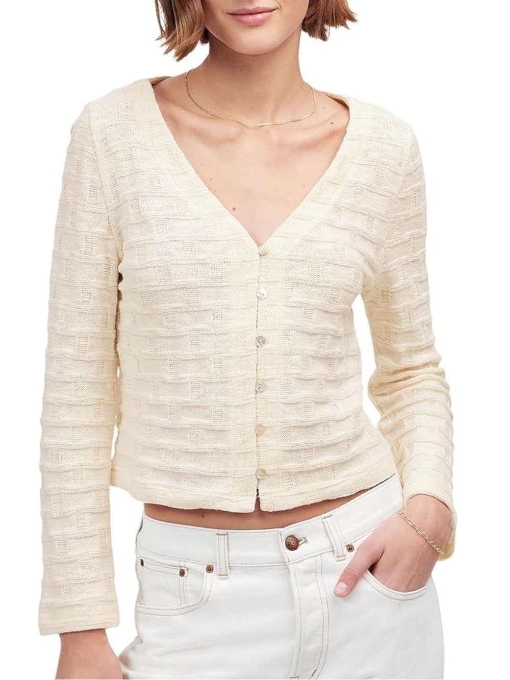 MADEWELL long sleeve basketweave cardigan